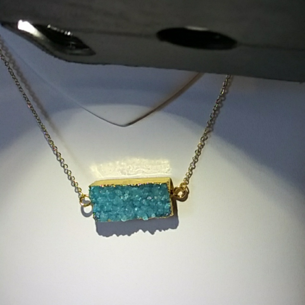 Double Strand Druzy Ingot Turquoise Crystal NWOT